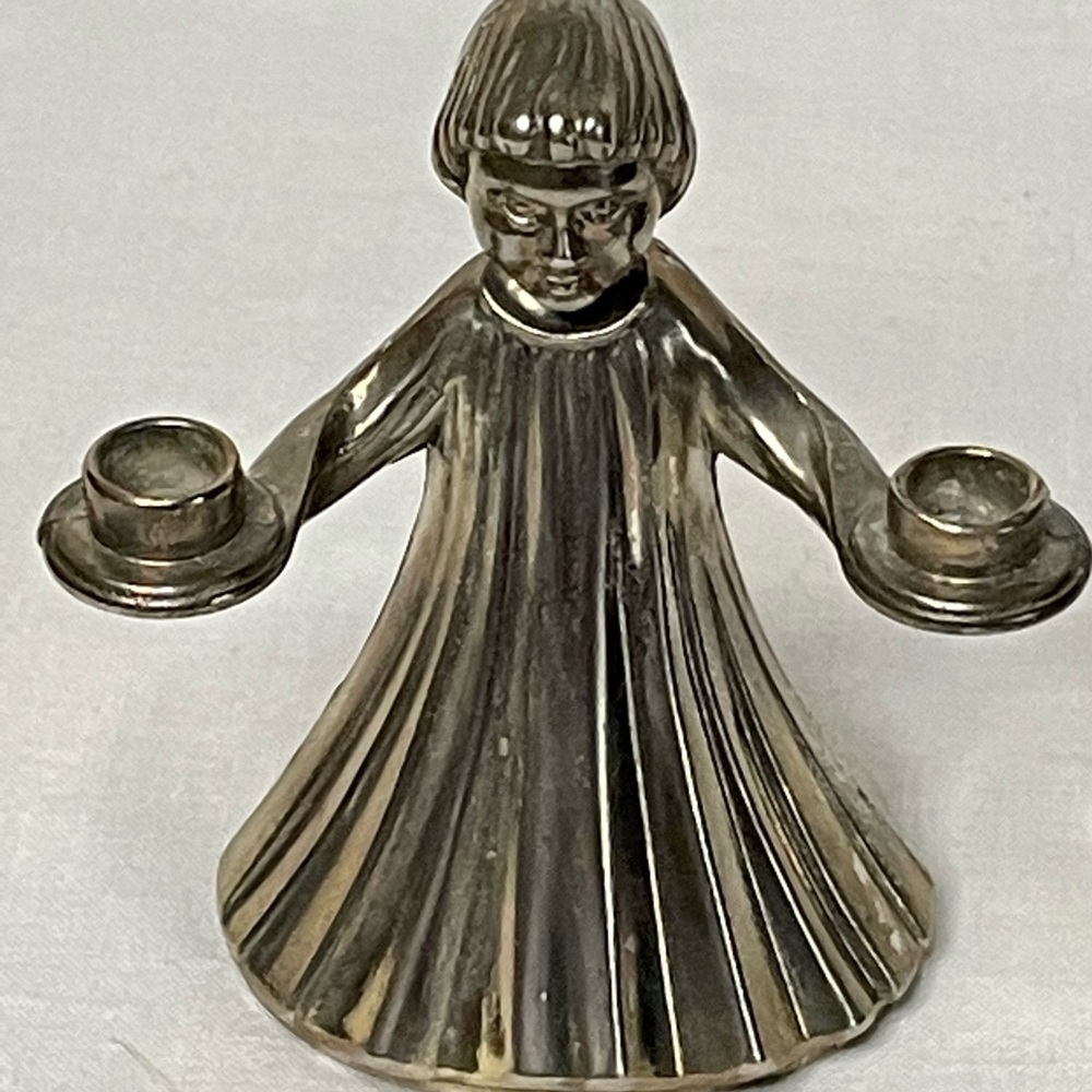 Pewter Choir Girl candleholder/figurine.Made in Italy. Great Christmas Decor.